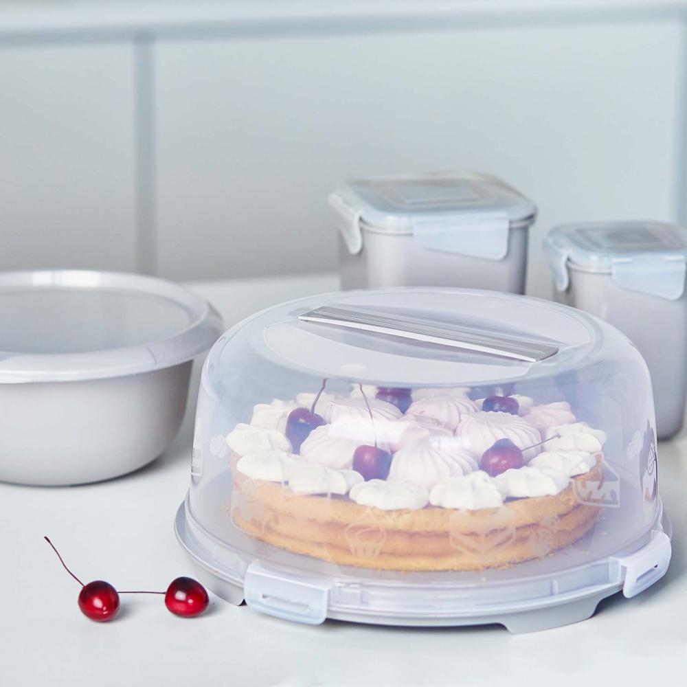 Тортниця Алеана 34х15 см кругла какао