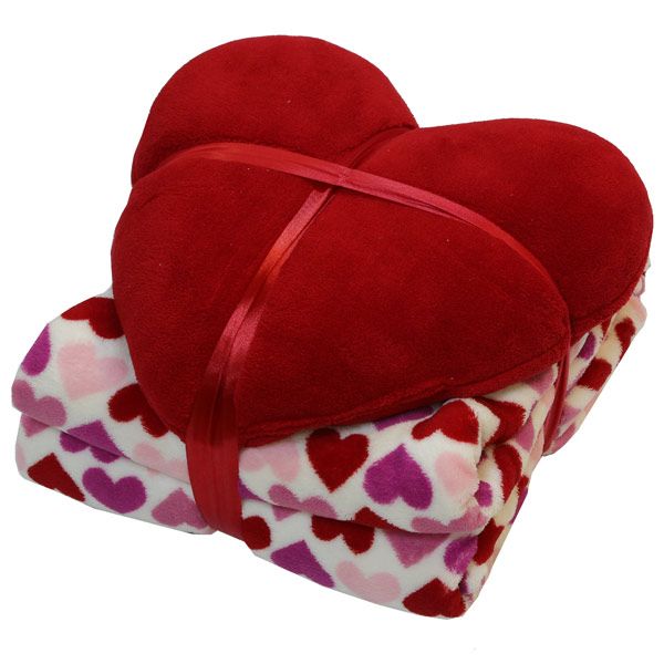 Набір La Nuit Heart Red плед 140x190 см + подушка 35x35 см