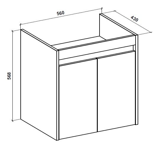 Тумба подвесная Water House Preference N1 60 МДФ цемент миндаль под умыв.Como 60