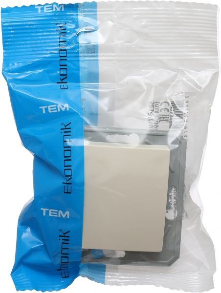 Вимикач одноклавішний TEM Ekonomik без підсвітки 10 А 250В слонова кістка SE10IWXO-U