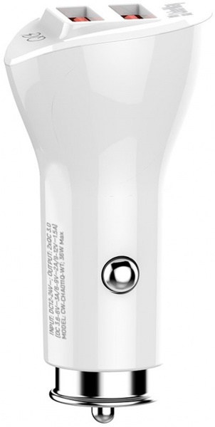 Автомобильное зарядное устройство ColorWay 2USB Quick Charge 3.0 (36W) белый 