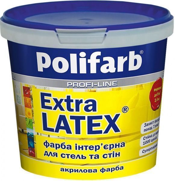 Краска акриловая Polifarb ЭкстраЛатекс мат белый 7кг