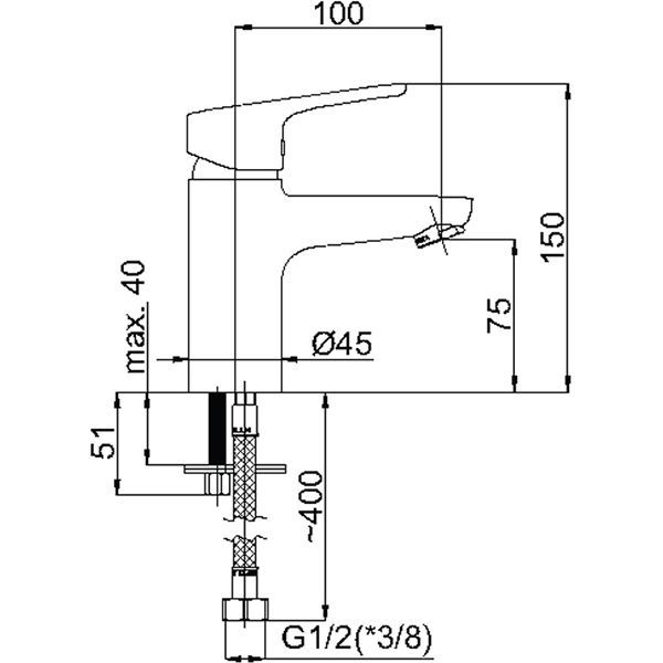 Змішувач для умивальника Rubineta Uno N80001
