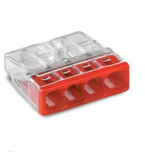 Клема быстрого монтажа WAGO на 4 проводника 0,5-2,5 мм 3 шт./уп. красный 22-7320-4УW