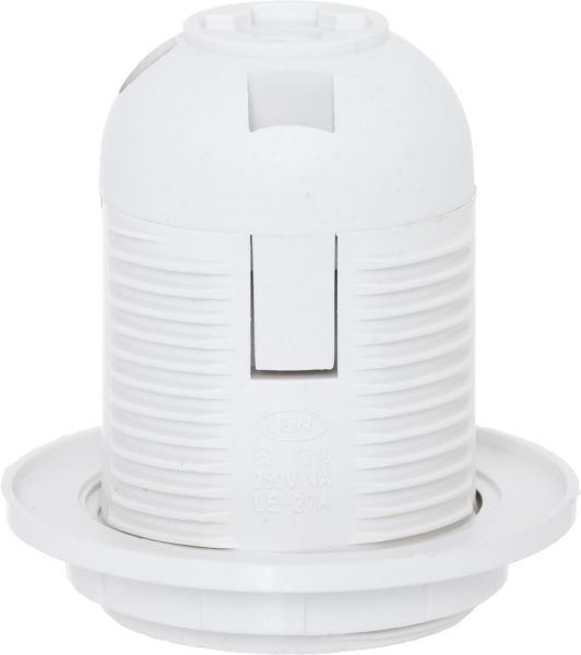 Патрон электрический UP! (Underprice) с гайкой E27 пластик белый