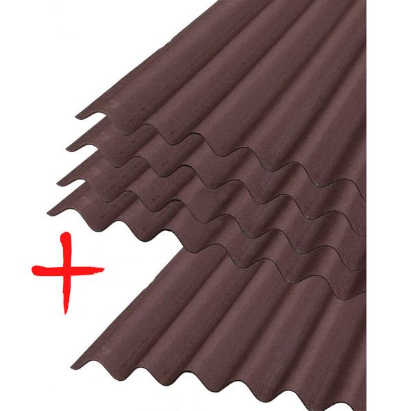 Комплект 4+1 Лист битумный Onduline DIY коричневый 2000х760 мм