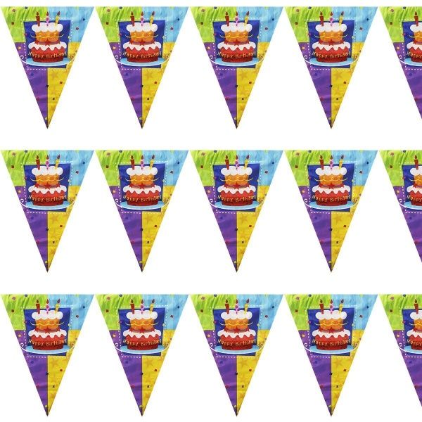 Гірлянда-розтяжка Весела витівка Торт Happy Birthday 360 см різнокольоровий