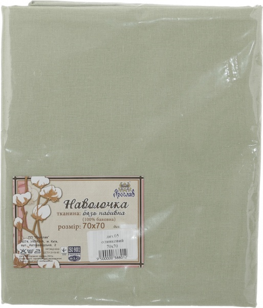 Наволочка № 05 70x70 см оливковый Ярослав 