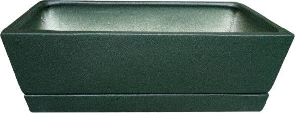Горшок керамический Larsan с поддоном низкий прямоугольный 5 л оливковый 