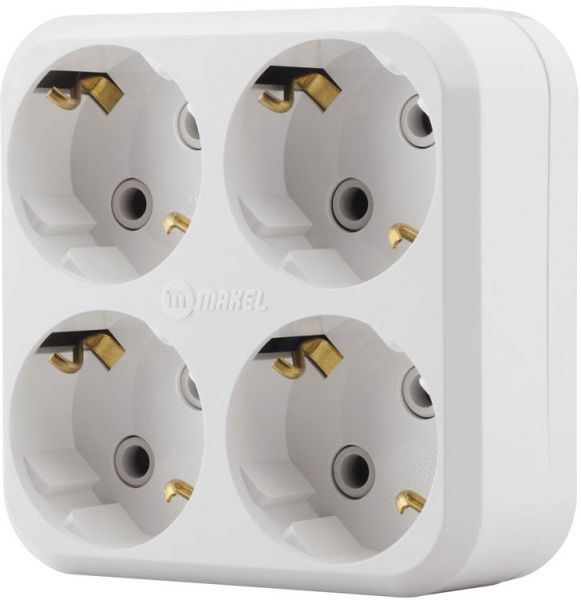 Разветвитель Makel с заземлением 4 гн. белый 10001205 