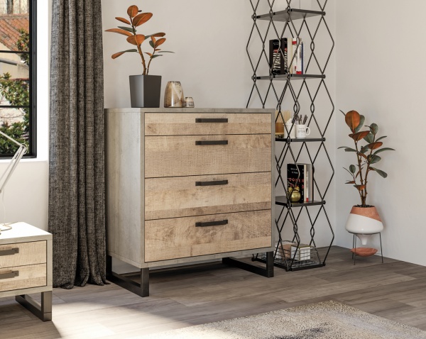 Комод SOKME 4Ш Барі дуб гранж/вудкон 