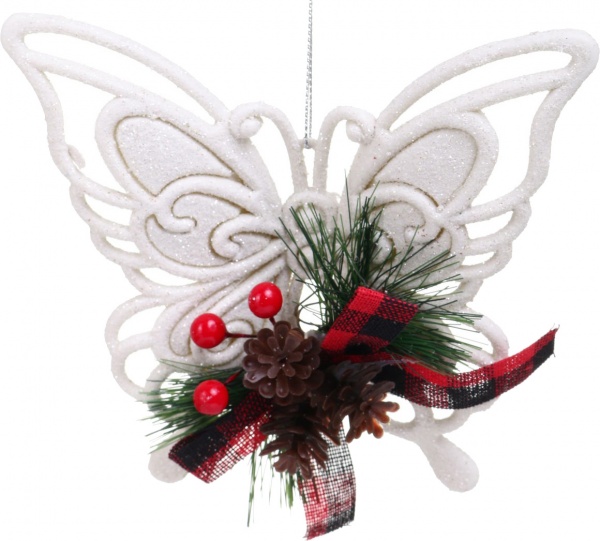Декоративна підвіска Метелик 14x13x3,5 см білий LD21043