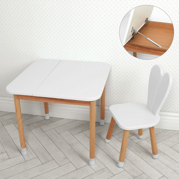 Набор ArinWOOD Зайчик белый (стол + стул) с боксом 04-025W-BOX 