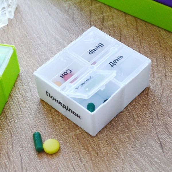 Органайзер для таблеток MVM PC-02 GREEN на 7 дней (таблетница) 200x60x64 мм