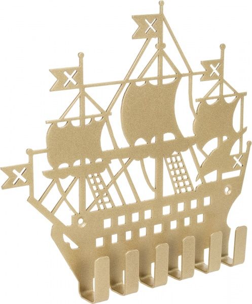 Ключница Корабль 205х183x20 мм золотистая