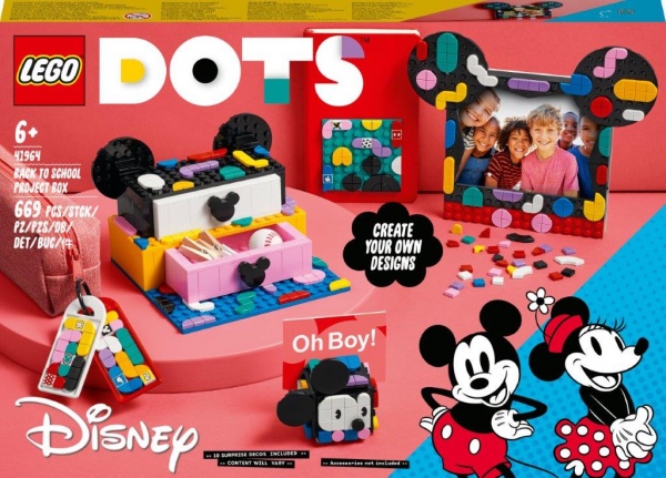 Конструктор LEGO DOTS Коробка «Знову до школи» з Міккі та Мінні Маусами 41964