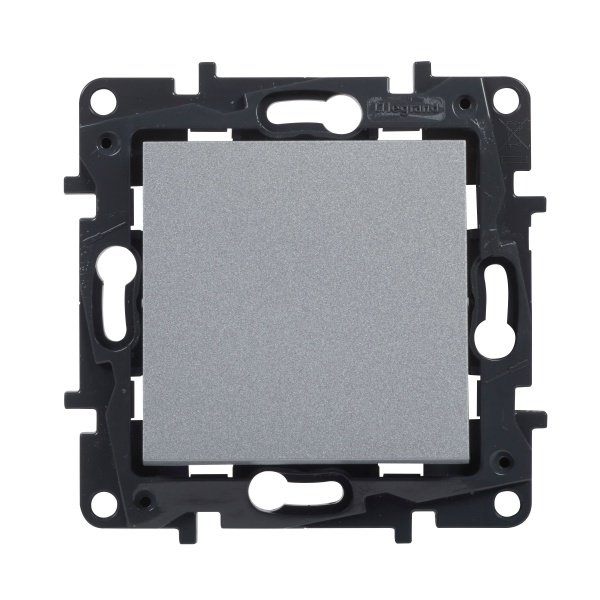 Перемикач прохідний одноклавішний Niloe Step 863306 без підсвітки алюміній