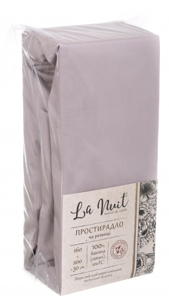 Простынь на резинке 160x200+30 см тауп La Nuit 