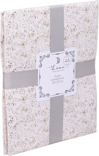 Скатерть Puntos 140x220 см кремовый с золотым Luna 