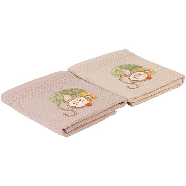 Набор полотенец Karna Woldi бежевый/коричневый 2 шт