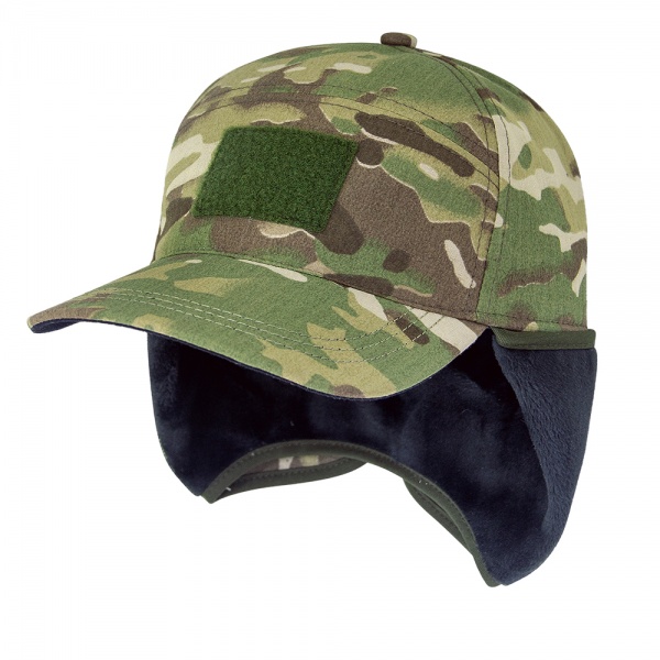 Кепка Expert ® тактическая, флис с ушками зимняя 58 multicam