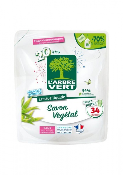 Жидкое средство для машинной стирки Larbre Vert Растительное мыло (Запасной блок) 1,53 л