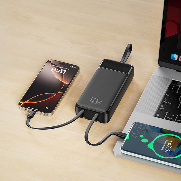 Повербанк Xo 22.5 W 2xType-C/Lightning кабель 20000 mAh black (PR275.black)