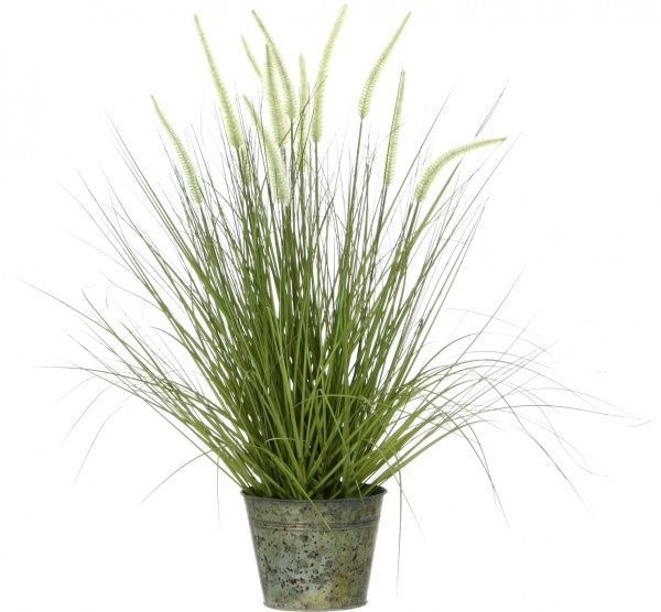 Растение искусственное Гребенник в металлическом горшке 69 см зеленый