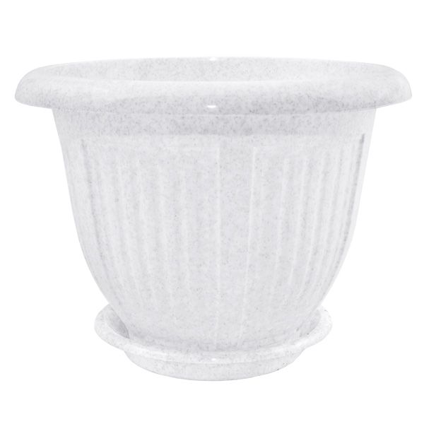 Горщик пластиковий Алеана Хвиля круглий 6л білий із сірим (112045) 