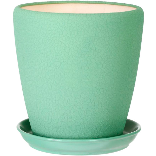 Горщик керамічний Оріана-Запоріжкераміка Грація №2 шовк оливковий круглий 4,5л зелений (056-2-062) 