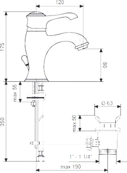 Смеситель для умывальника Emmevi Rubinetterie Tiffany CR6003