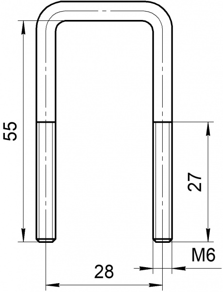 Хомут П-образный М6х28х55 3/4