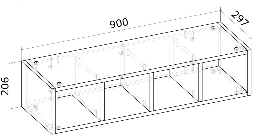 Шкаф верхний Грейд Оптимум открыта 900x210x297 мм серый графит