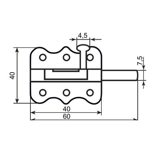 Шпінгалет накладний (метелик) Comit 66552 нікель/біхромат 14 мм