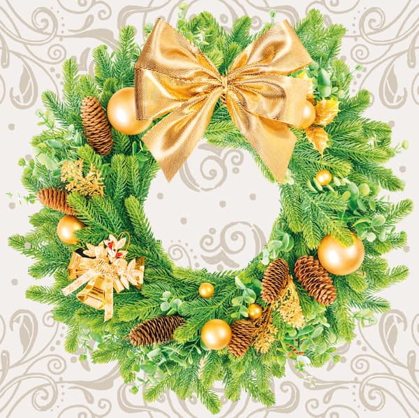 Салфетки столовые Silken Венок с украшениями 33х33 см 12 шт.