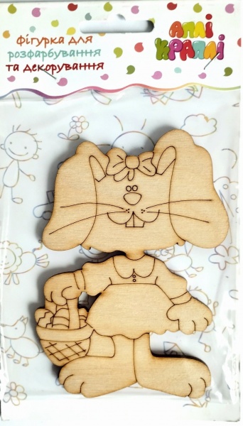 Фигурка для декорирования с фанеры Зайчик с корзиной №6 АпліКраплі 