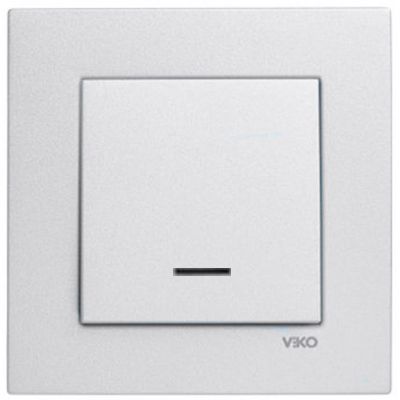 Вимикач одинарний Viko Novella з підсвічуванням срібний