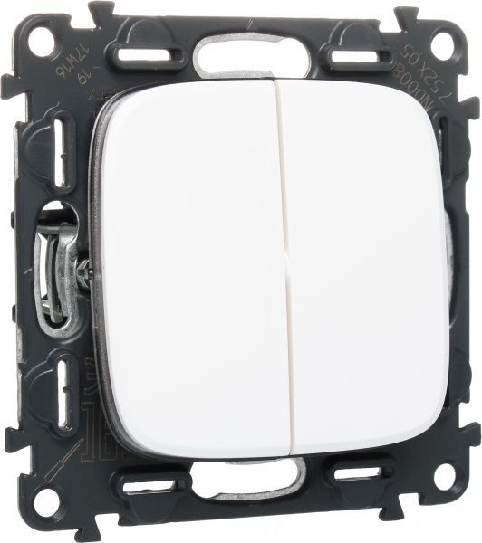 Выключатель двухклавишный Legrand Allure без подсветки 10 А 250В белый 752705