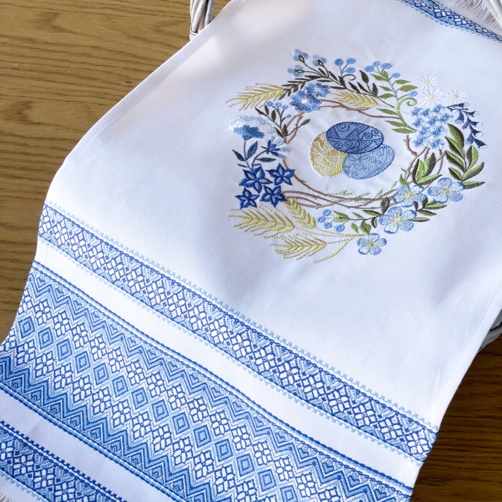 Рушник великодній Горлиця 31x80 см Едельвіка білий/блакитний
