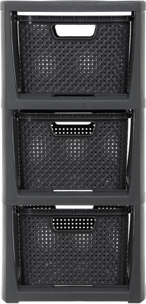 Комод пластиковий BranQ 1725 органайзер Rattan антрацит 510x296x241 мм