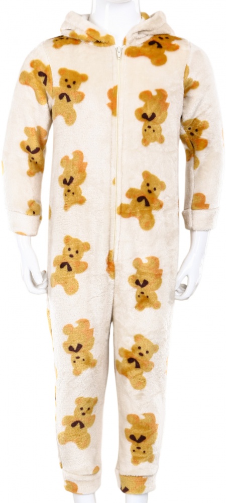 Кігурумі-піжама для дівчаток HW принт Ведмедик р.158-164 коричневий/рожевий 0348