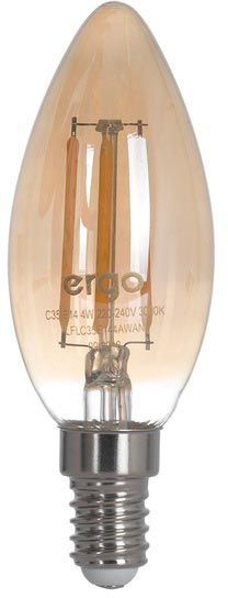 Лампа світлодіодна Ergo Filament C37 4 Вт E14 3000 К 220 В жовта 