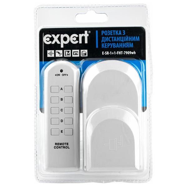 Розетка з дистанцiйним керуванням Expert Power 1+1 IP44 з заземленням біла