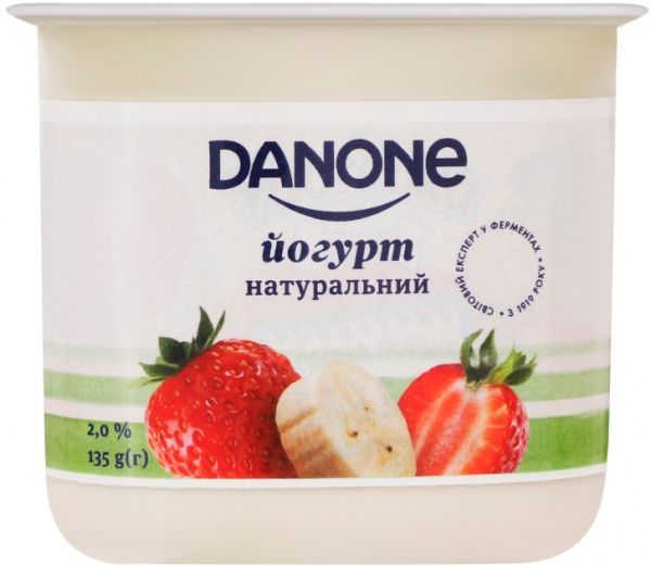 Йогурт Danone полуниця-банан 2% 135г (4820226162575) 