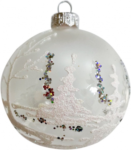 Шар новогодний Юріта пейзаж Ёлка в лесу d 80 мм прозрачный G80215M