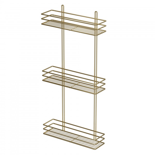 Полка для ванной Украина прямоугольная 35 см 3-ярусная 3-контурная золото 