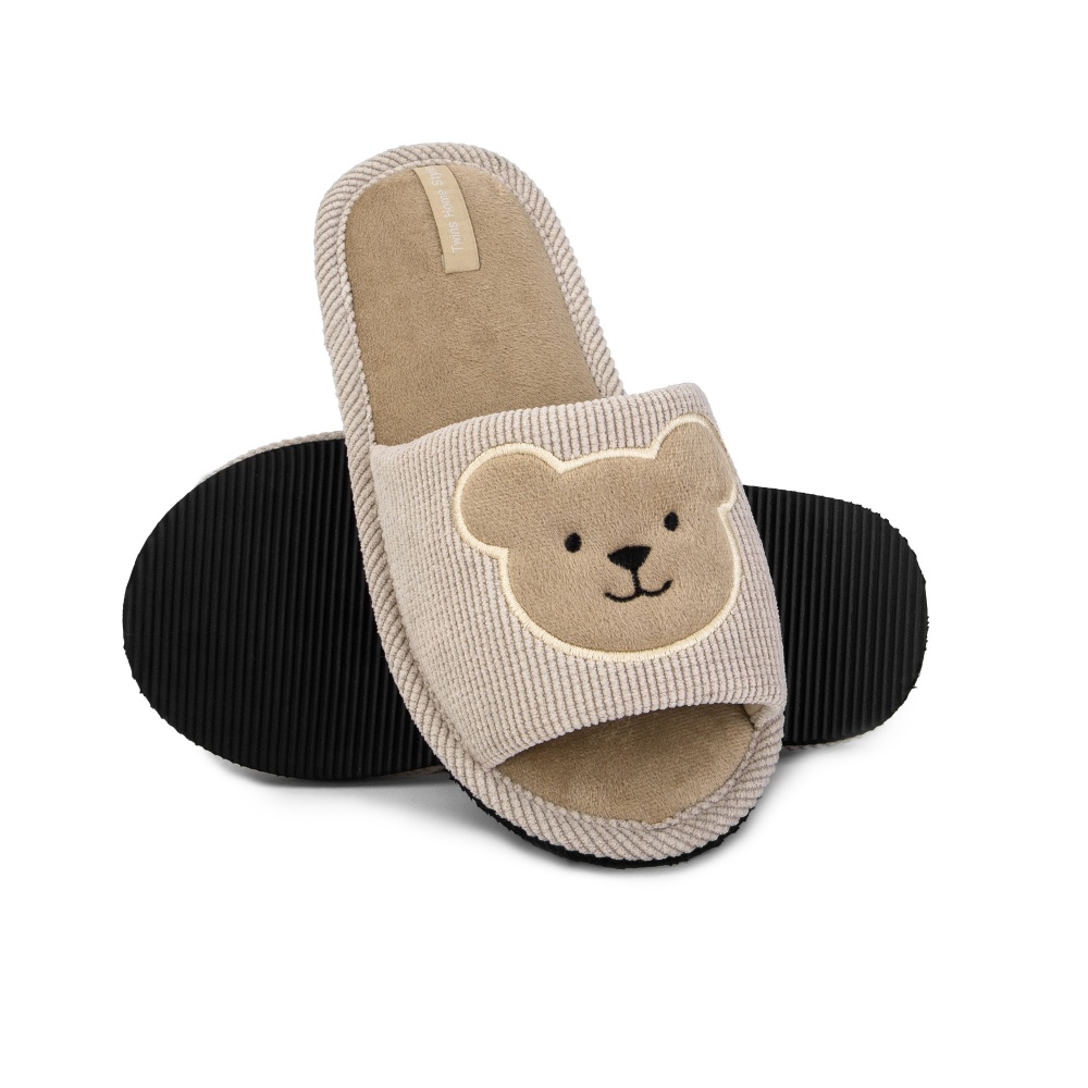 Тапки домашние Twins HS-VL вышивка/апликация bear 14140 р.38/39 бежевый