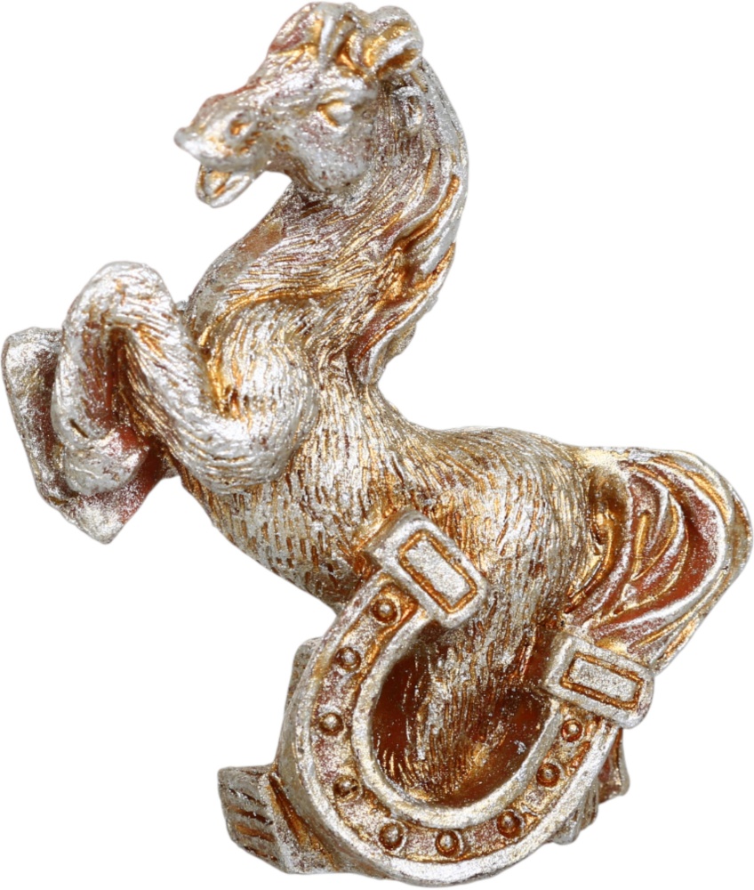 Сувенир новогодний кузнечик с подковой полигума золотой 5 см