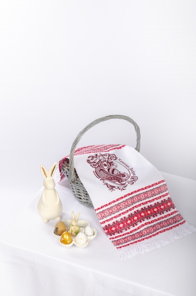 Рушник 450-21/00 30x70 см белый с красным Эдельвика 