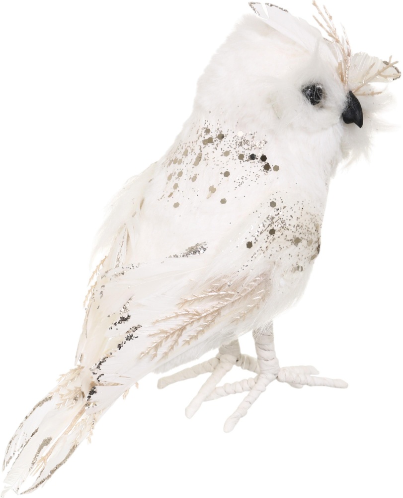 Декорация новогодняя Сова бело-бронзовый 19 см